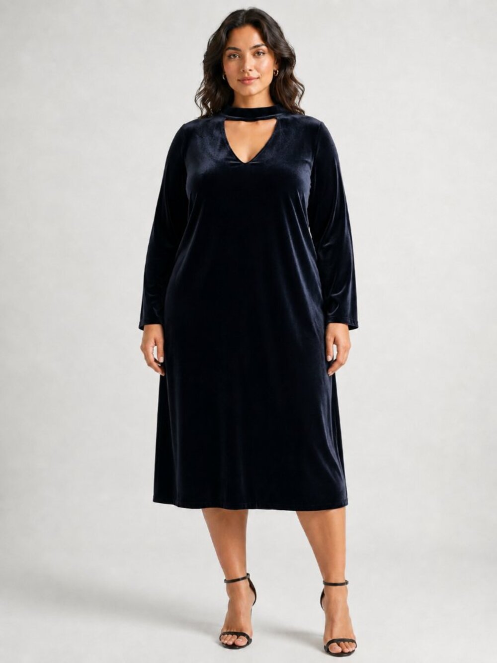 Boutique Black Velvet Dress with Choker & Cut-out, Size 3X,  NWT
